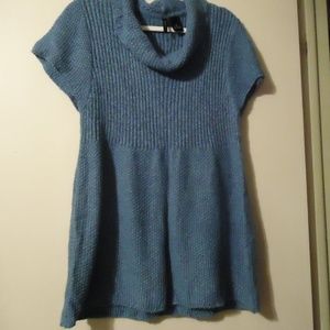 New Directions Teal Blue Cowl Neck Tunic Sweater